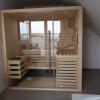 Sauna aus Weisstanne mit Glasfront